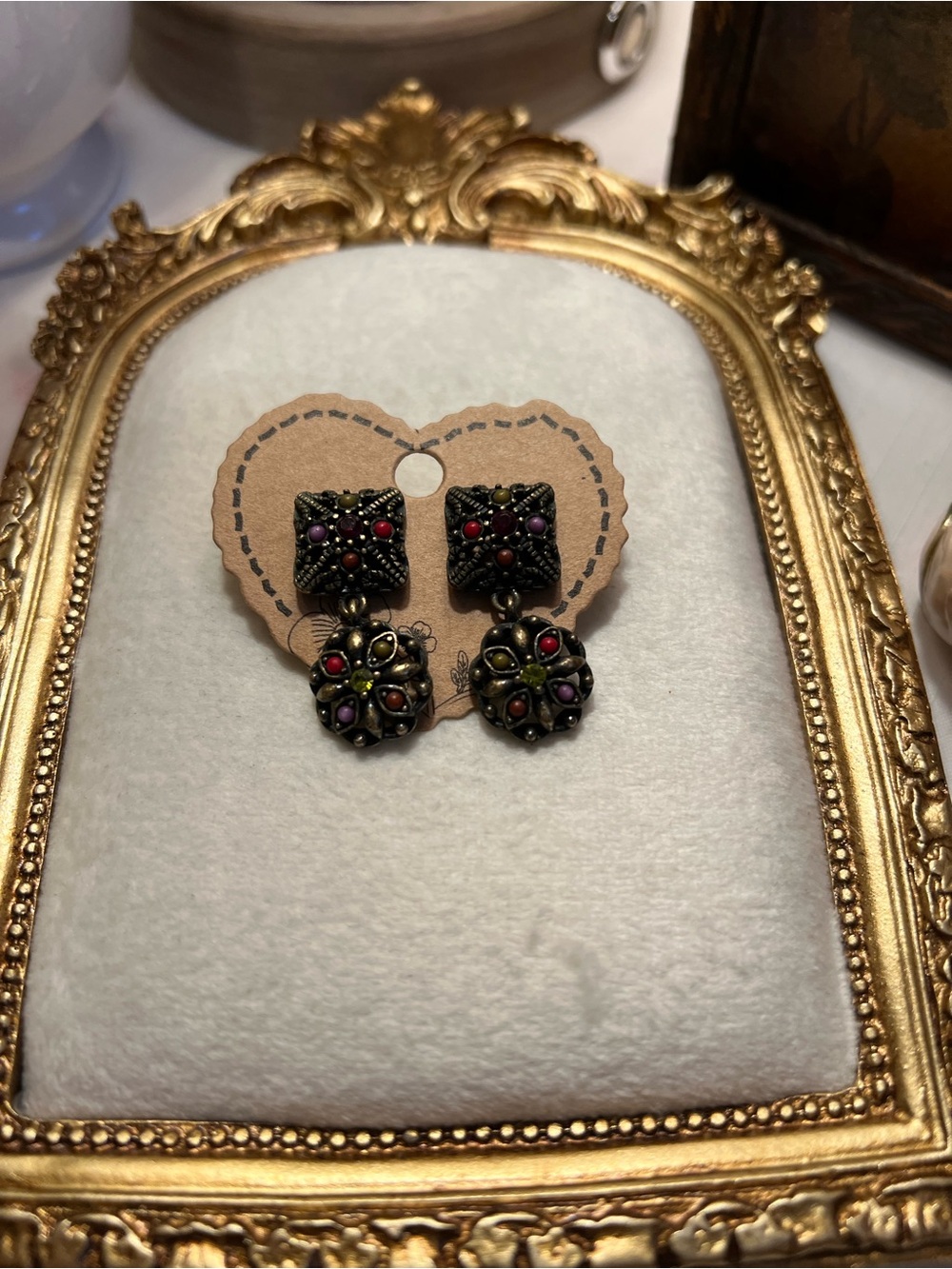Vintage-Style Multicolor Droplet Earrings - Gold-Tone Women Jewelry